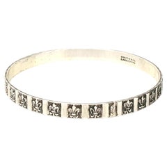 Danecraft Sterling Silver Fleur-de-Lis Bangle Bracelet #24389