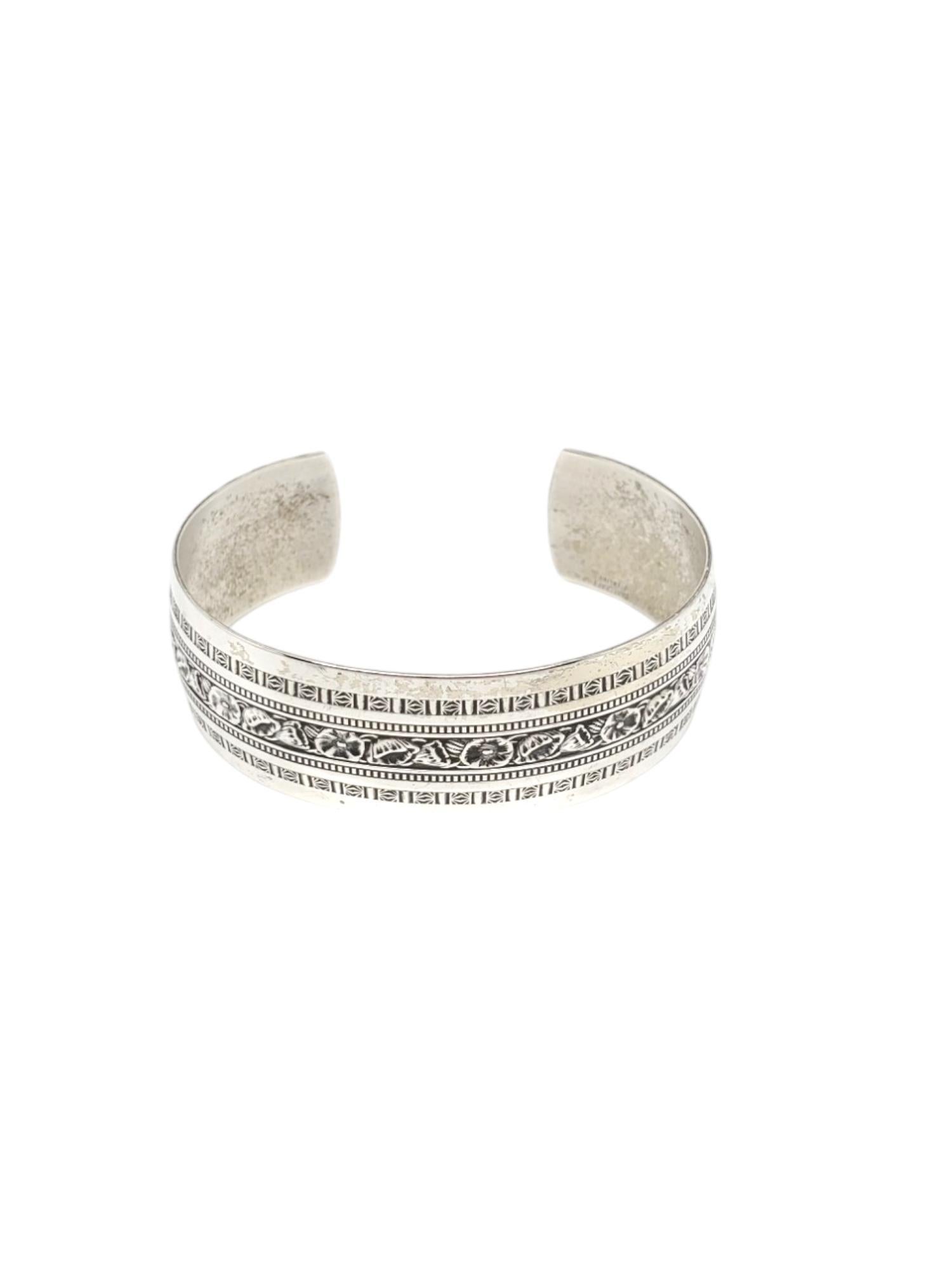 DANECRAFT Sterlingsilber Floral Manschettenarmband #17551 mit Blumenmuster im Angebot 3