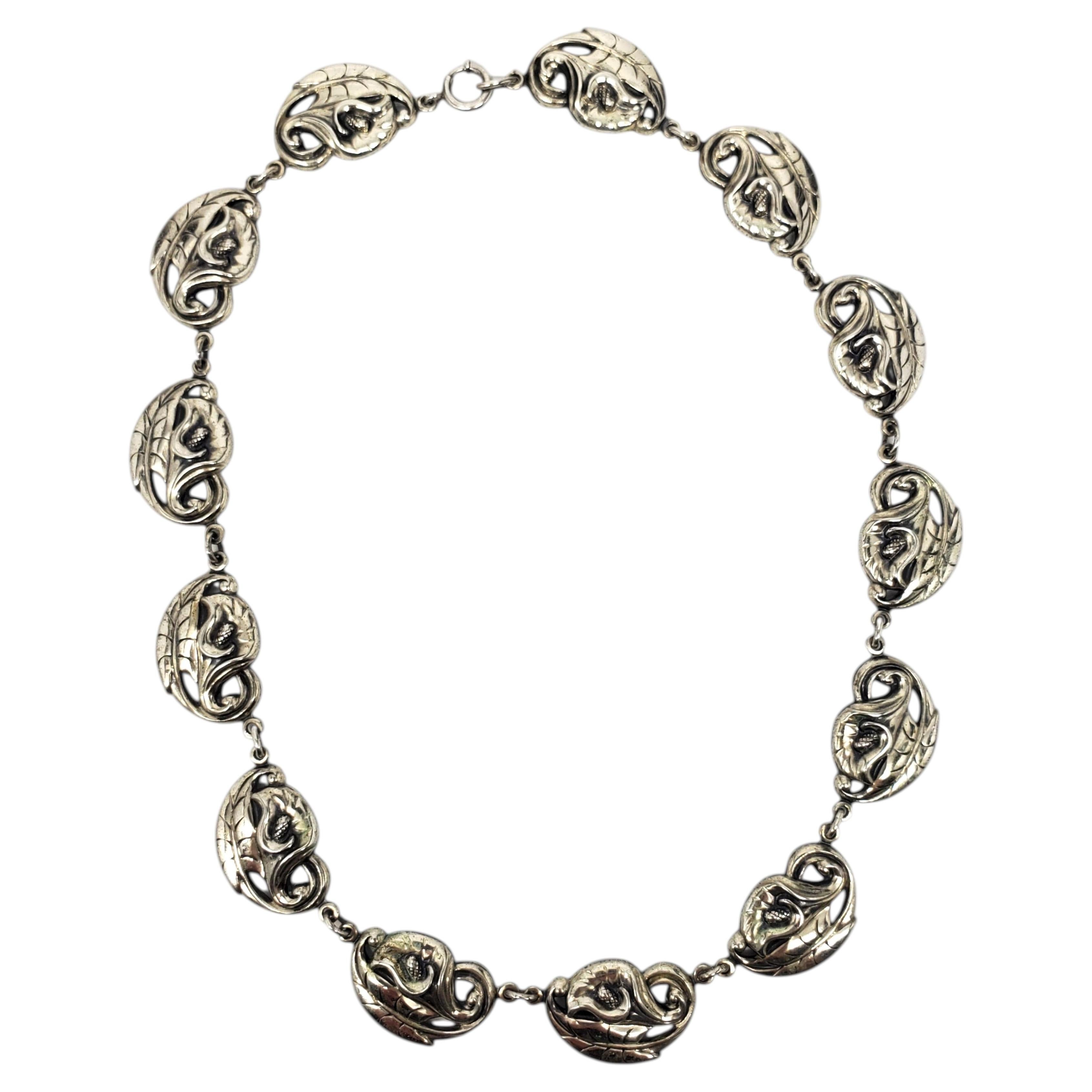 Danecraft Collar de Eslabones de Lirio Floral de Plata de Ley #24471 en venta
