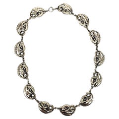 Danecraft Collar de Eslabones de Lirio Floral de Plata de Ley #24471