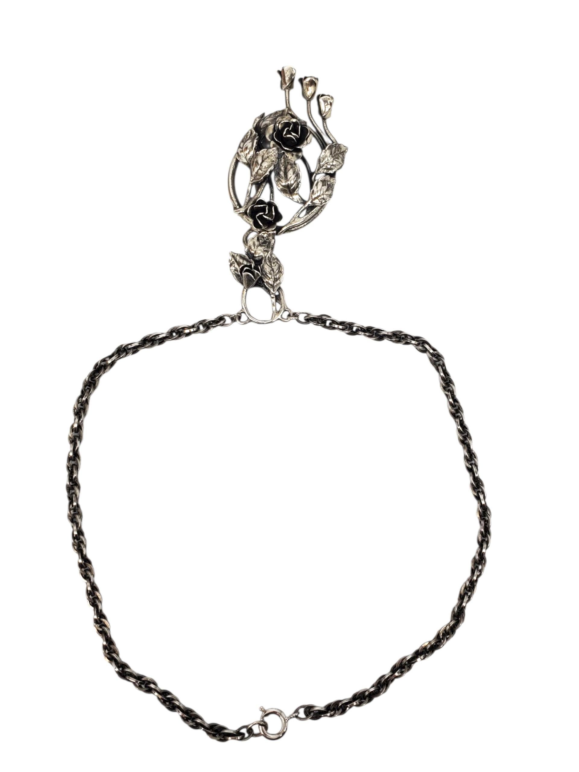 Contemporaneo Danecraft - Collana con ciondolo a forma di rosa floreale in argento Sterling #22636 in vendita