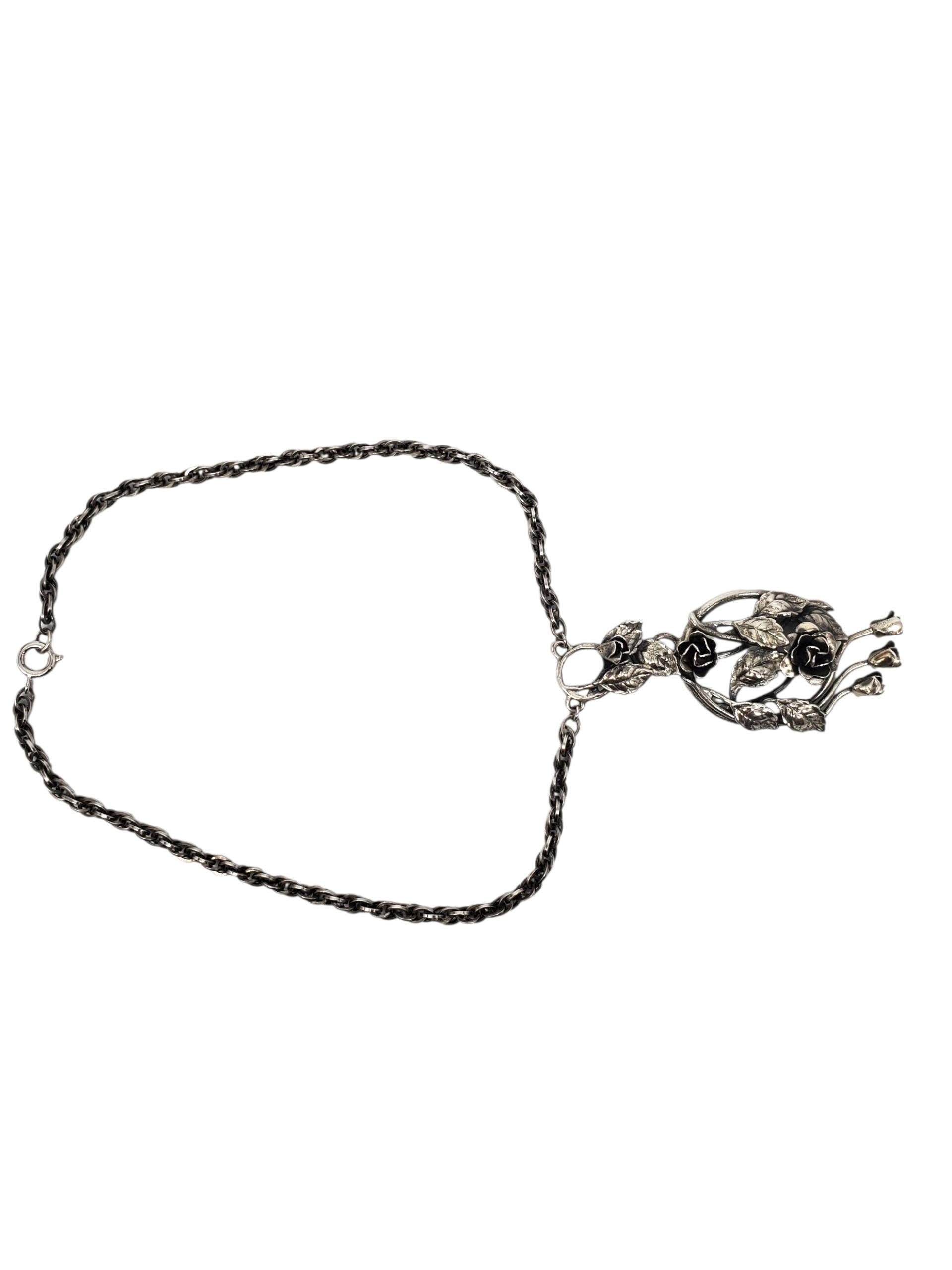 Danecraft - Collana con ciondolo a forma di rosa floreale in argento Sterling #22636 In condizioni buone in vendita a Washington Depot, CT