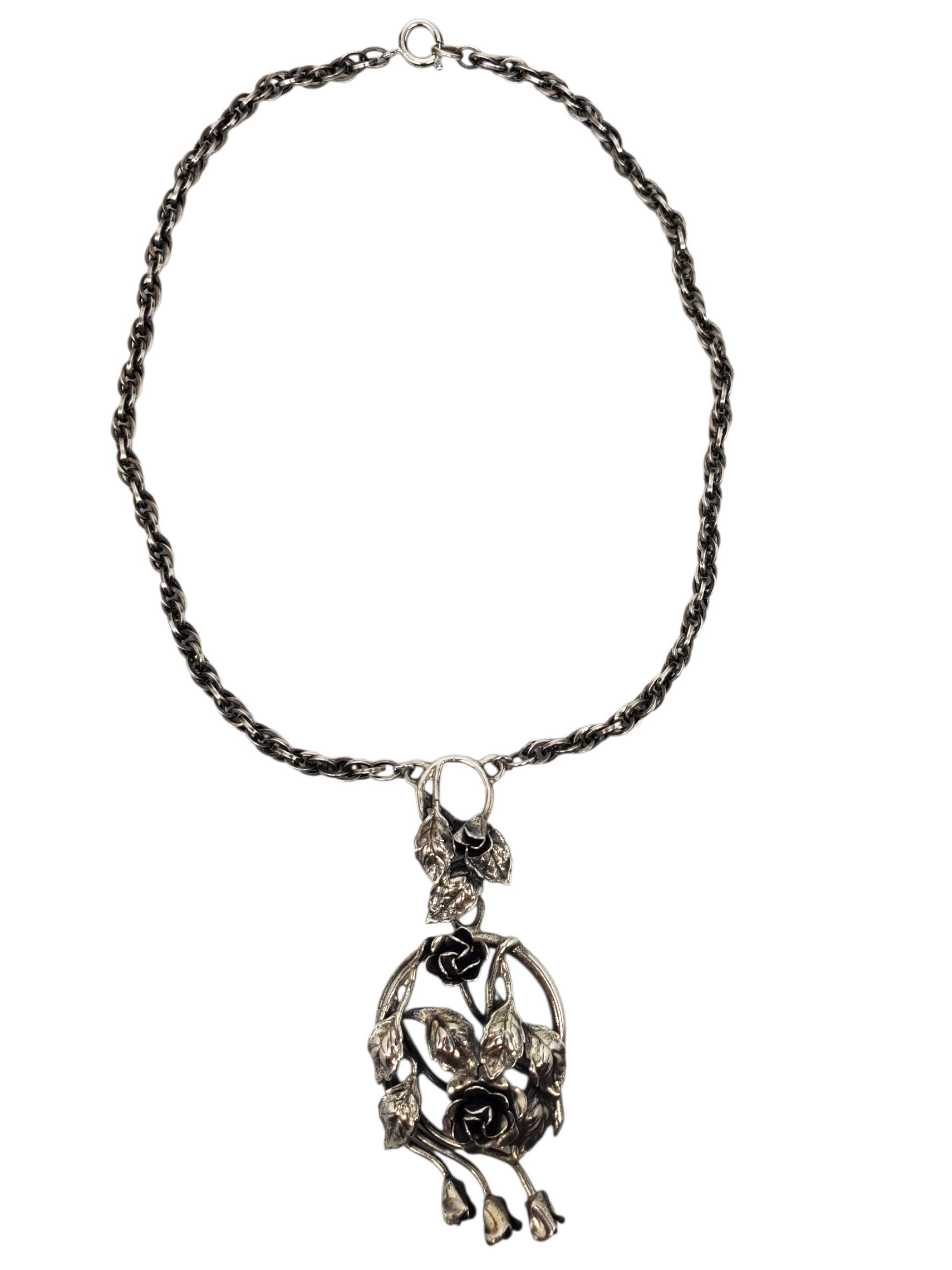 Danecraft - Collana con ciondolo a forma di rosa floreale in argento Sterling #22636