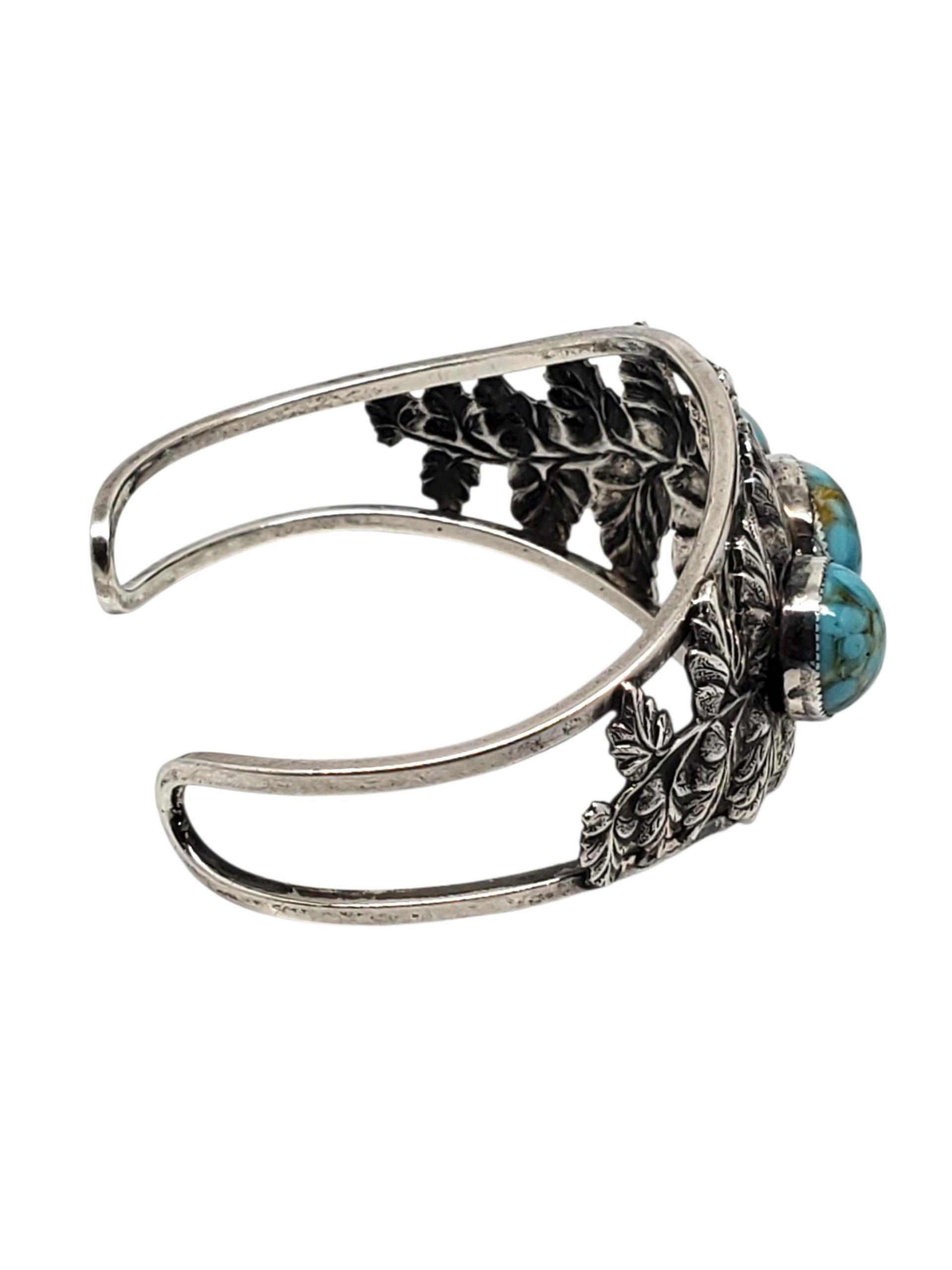 Contemporaneo Danecraft Bracciale floreale in turchese in argento Sterling #23726 in vendita