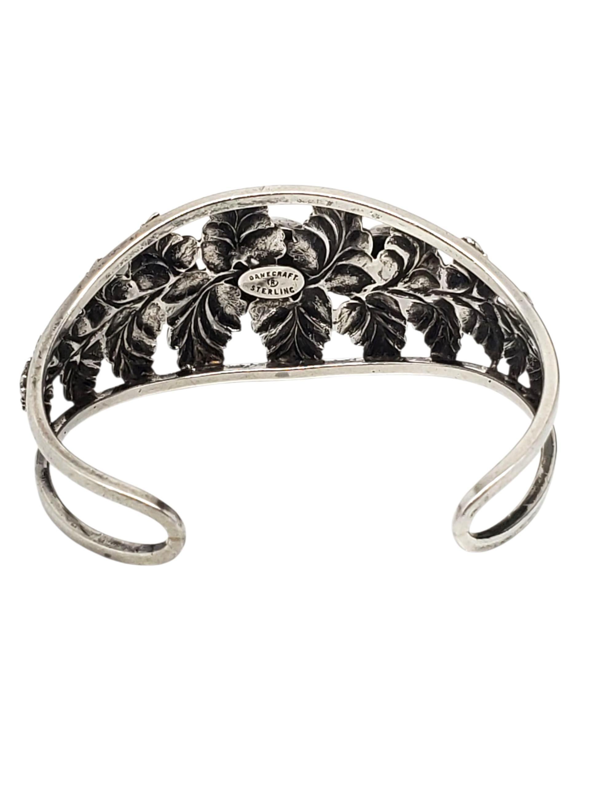 Cabochon Danecraft Bracciale floreale in turchese in argento Sterling #23726 in vendita