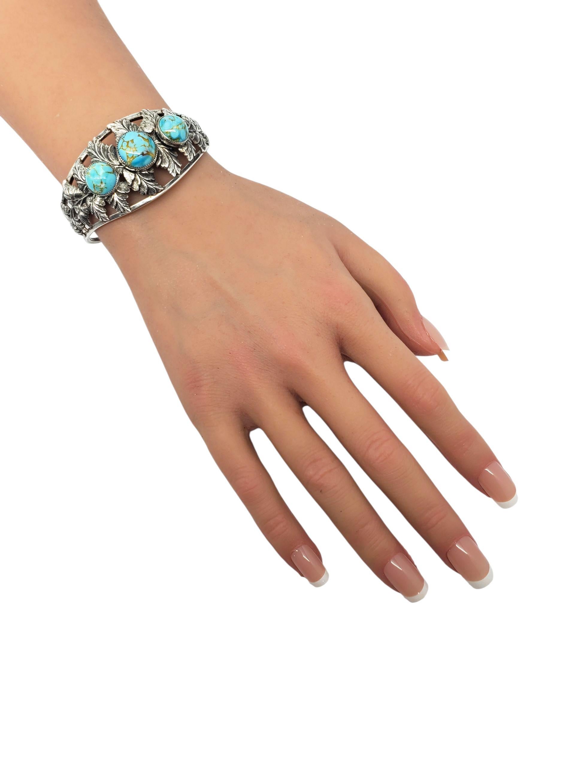 Donna Danecraft Bracciale floreale in turchese in argento Sterling #23726 in vendita