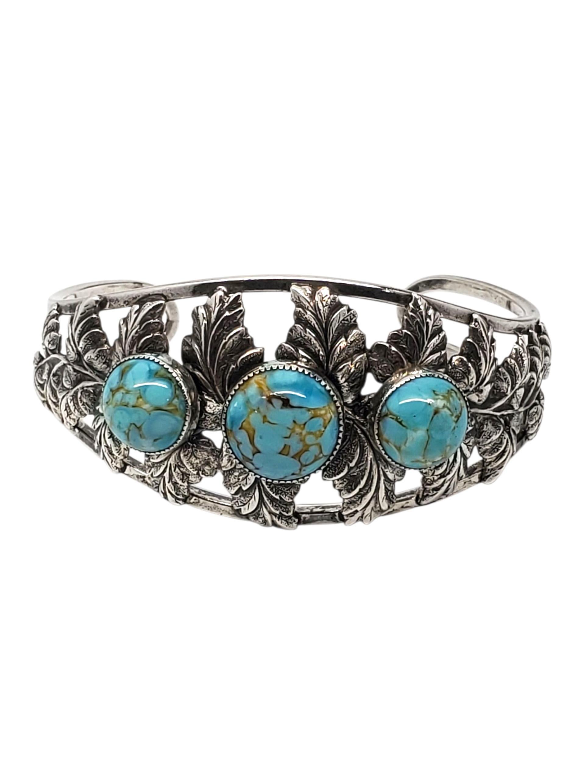 Danecraft Bracciale floreale in turchese in argento Sterling #23726