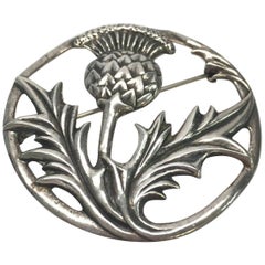 Vintage Danecraft Sterling Silver Large Scottish Thistle Circle Pin / Brooch