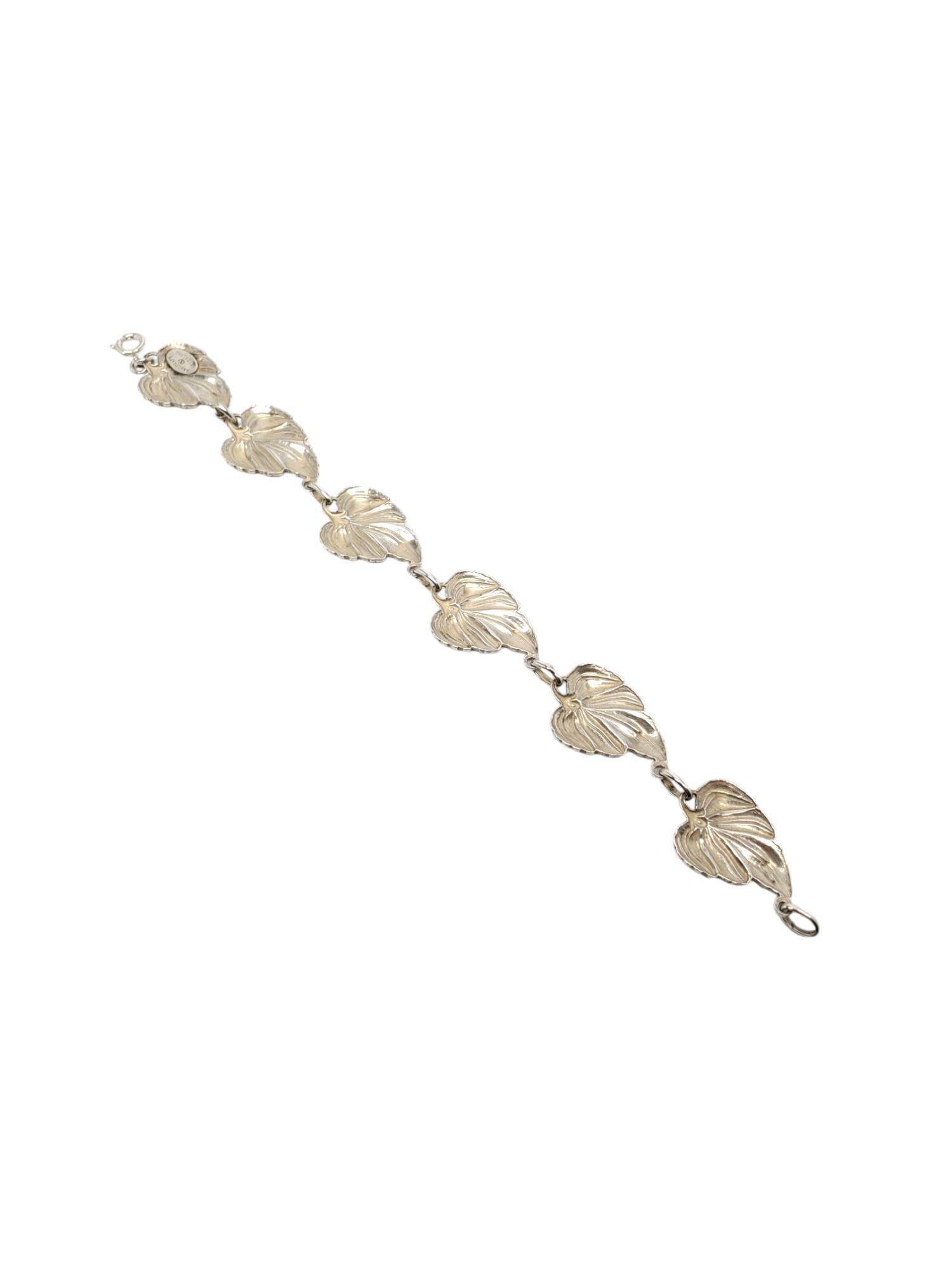 Women's DANECRAFT Sterling Silver Leaf Bracelet #17550 For Sale