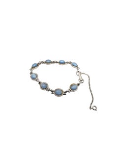 DANECRAFT Sterling Silver Milky Oval Blue Stone Bracelet #17599