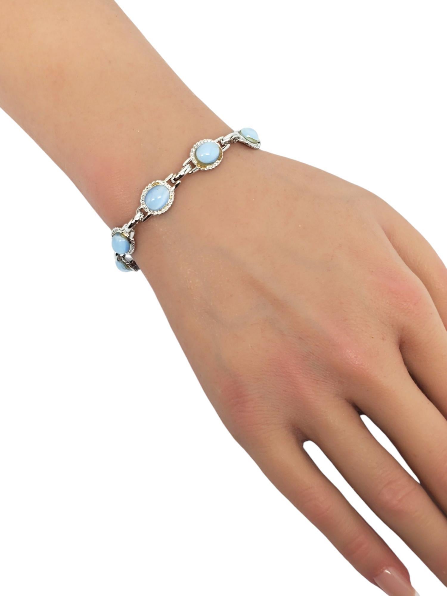 DANECRAFT Sterling Silber Milky Oval Blue Stone Armband #17599 2