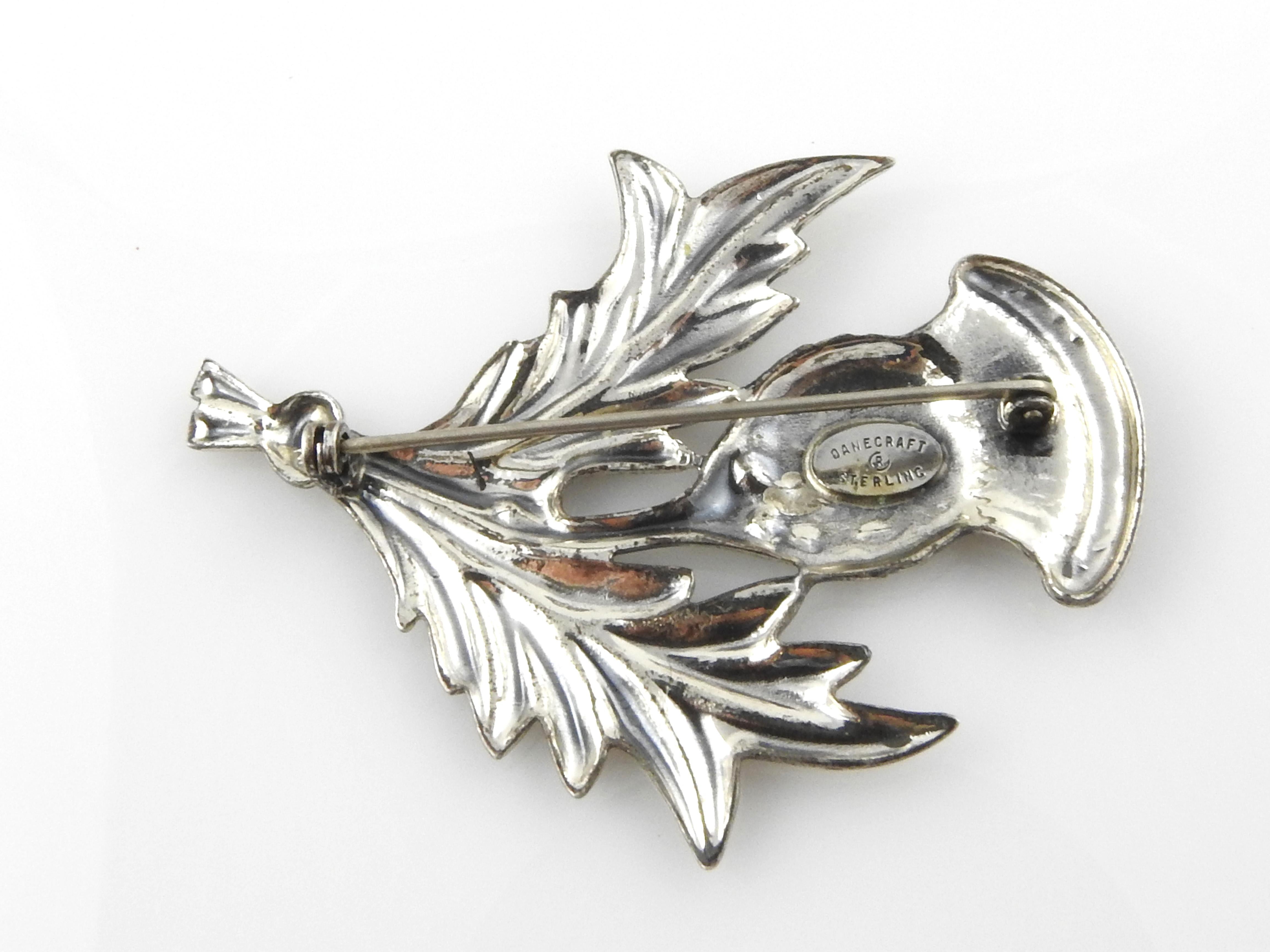 Danecraft Sterling Silver Scottish Thistle Flower Pin/Brooch In Good Condition In Washington Depot, CT