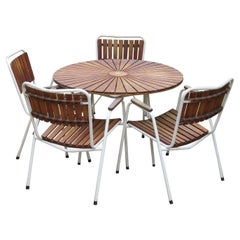 Daneline Garden Teak Table and Set of 4 Stackable Chairs