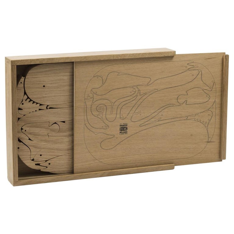 Danese Milano 16 Pesci Toys in Solid Oak Wood by Enzo Mari For Sale