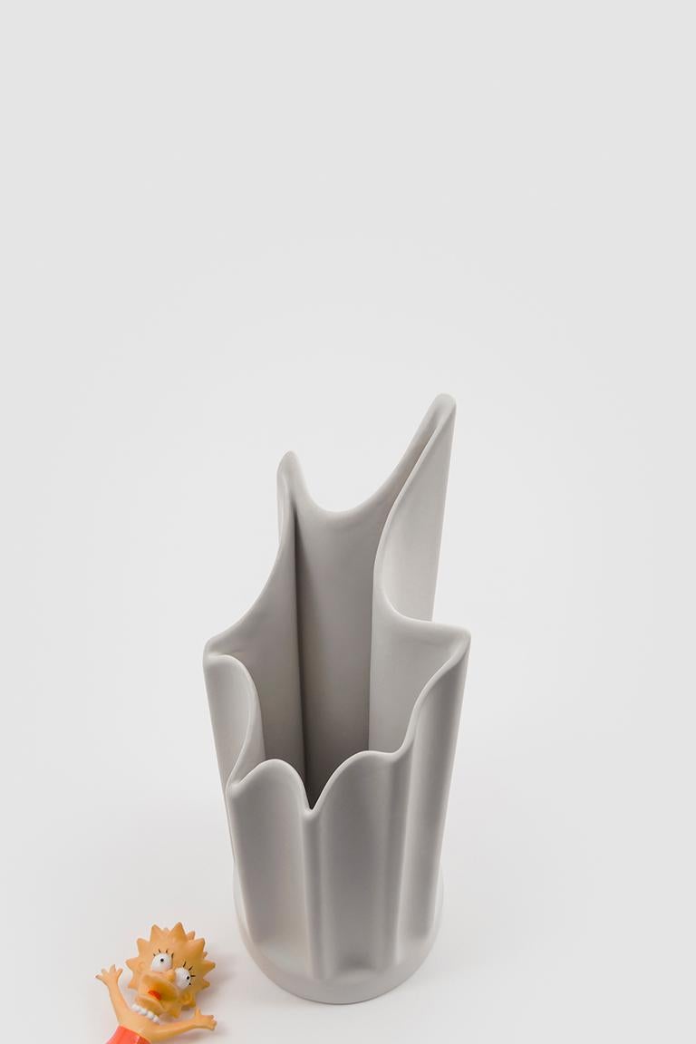 Modern Danese Milano Bambù Small Vase in White Ceramic by Enzo Mari For Sale