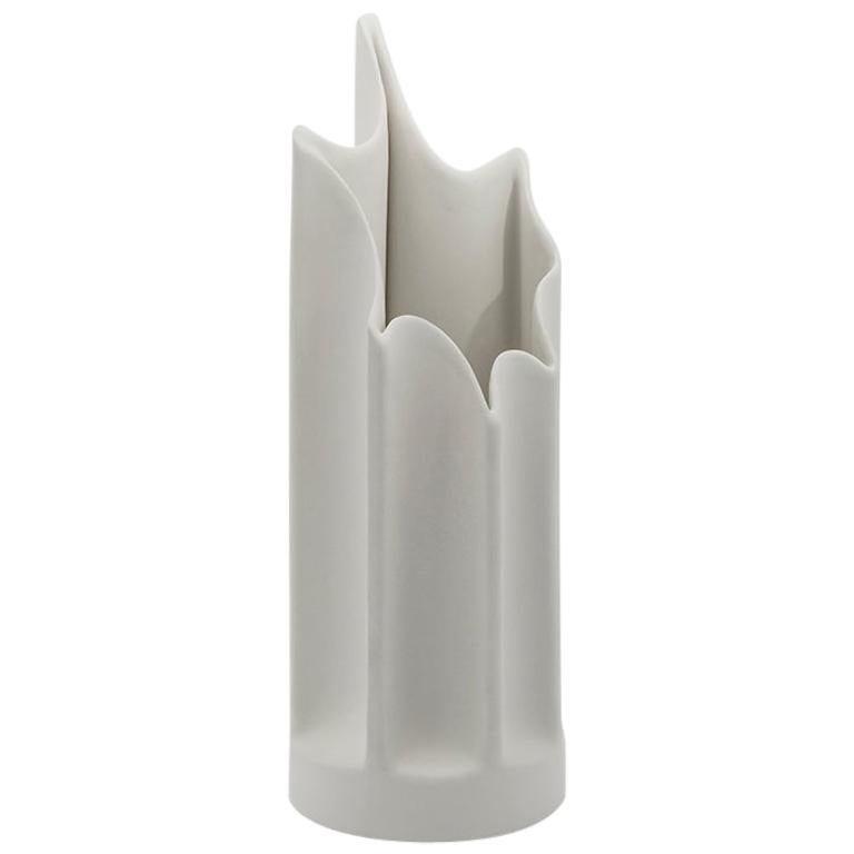 Danese Milano Bambù Small Vase in White Ceramic by Enzo Mari