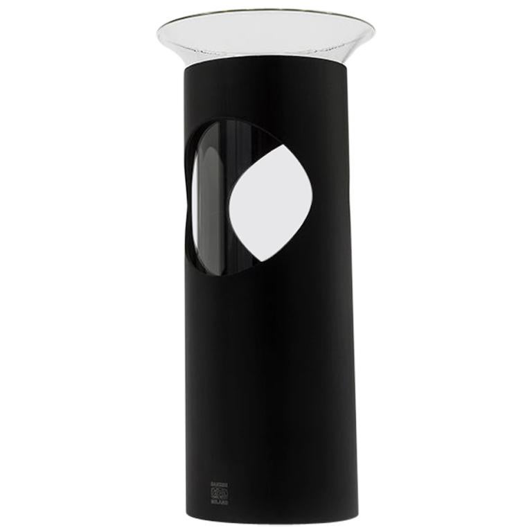 Danese Milano Camicia C Vase in Black Aluminum by Enzo Mari  For Sale