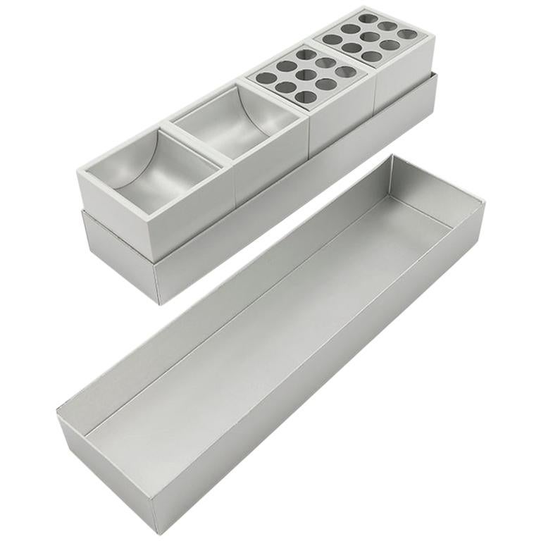Danese Milano Canarie Weiße 2 Bleistift-/Papierklammer-Aluminiumhalter von Bruno Munari im Angebot