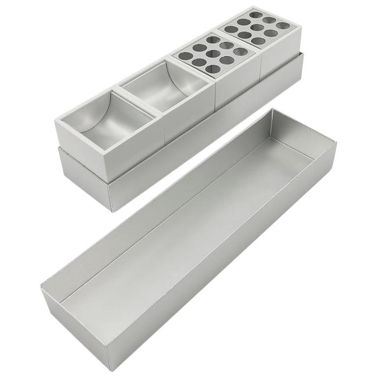 Danese Milano Canarie White Desk Set in Aluminum by Bruno Munari For Sale