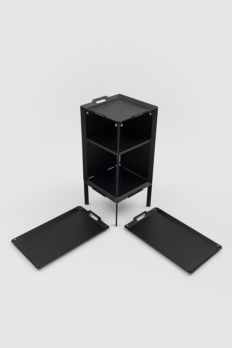 Modern Danese Milano Double Life Storage Unit Tray in Black Metal by Matali Crasset For Sale