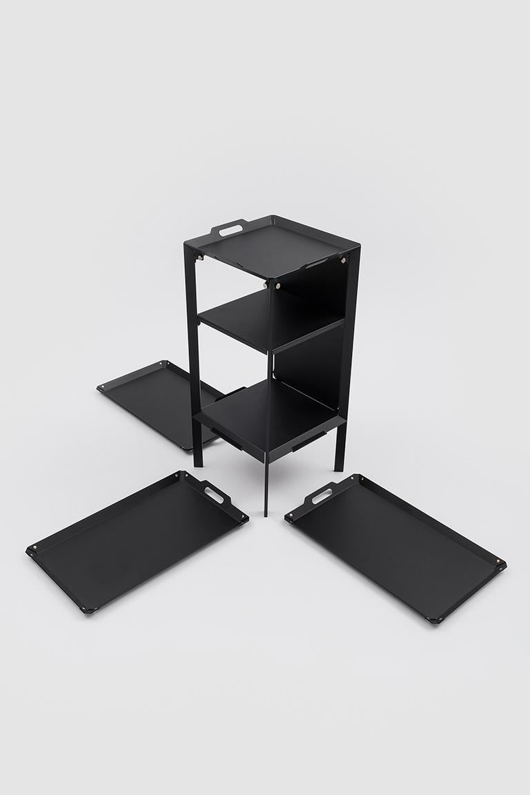 Italian Danese Milano Double Life Storage Unit Tray in Black Metal by Matali Crasset For Sale