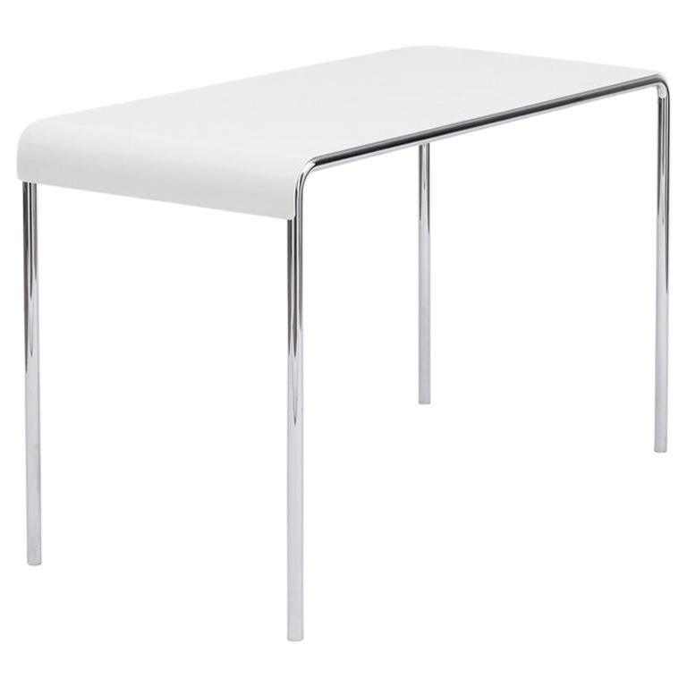 Danese Milano Farallon-Schreibtisch mit Chromstruktur und weißer Platte von Yves Bhar im Angebot