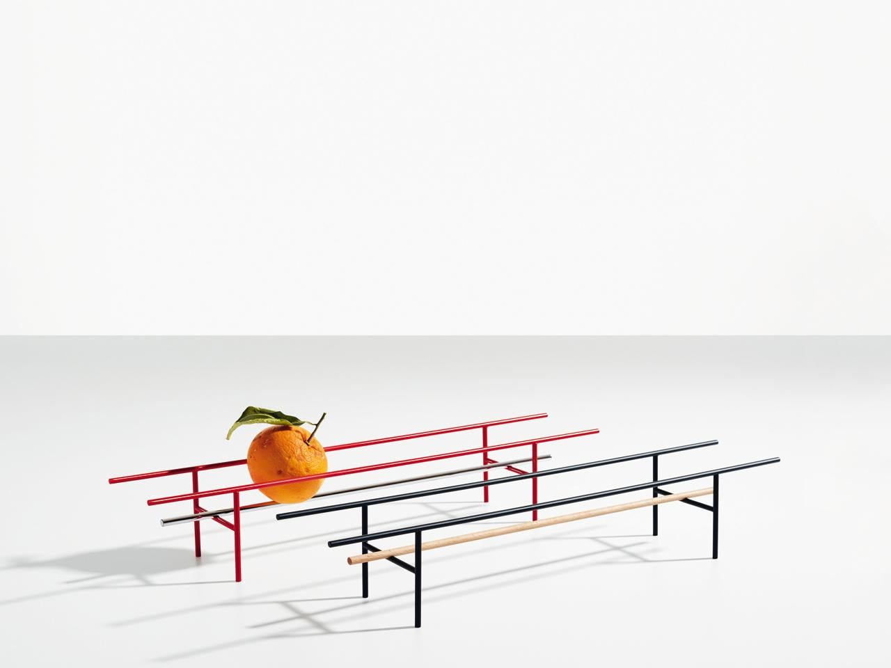 Powder-Coated Danese Milano Fruit Bowl No 5.5 in Chrome and Red by Ron Gilad For Sale