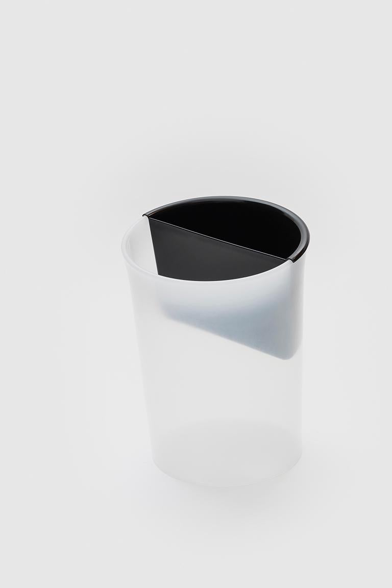 Danese Milano In Attesa Wastepaper Basket in Opaline by Enzo Mari In New Condition For Sale In Hicksville, NY