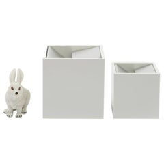 Danese Milano Large Cubo Ashtray in White Aluminum by Bruno Munari