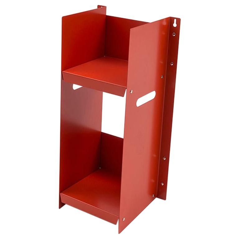 Danese Milano Livorno Rotes Bücherregal aus Metall von Marco Ferreri