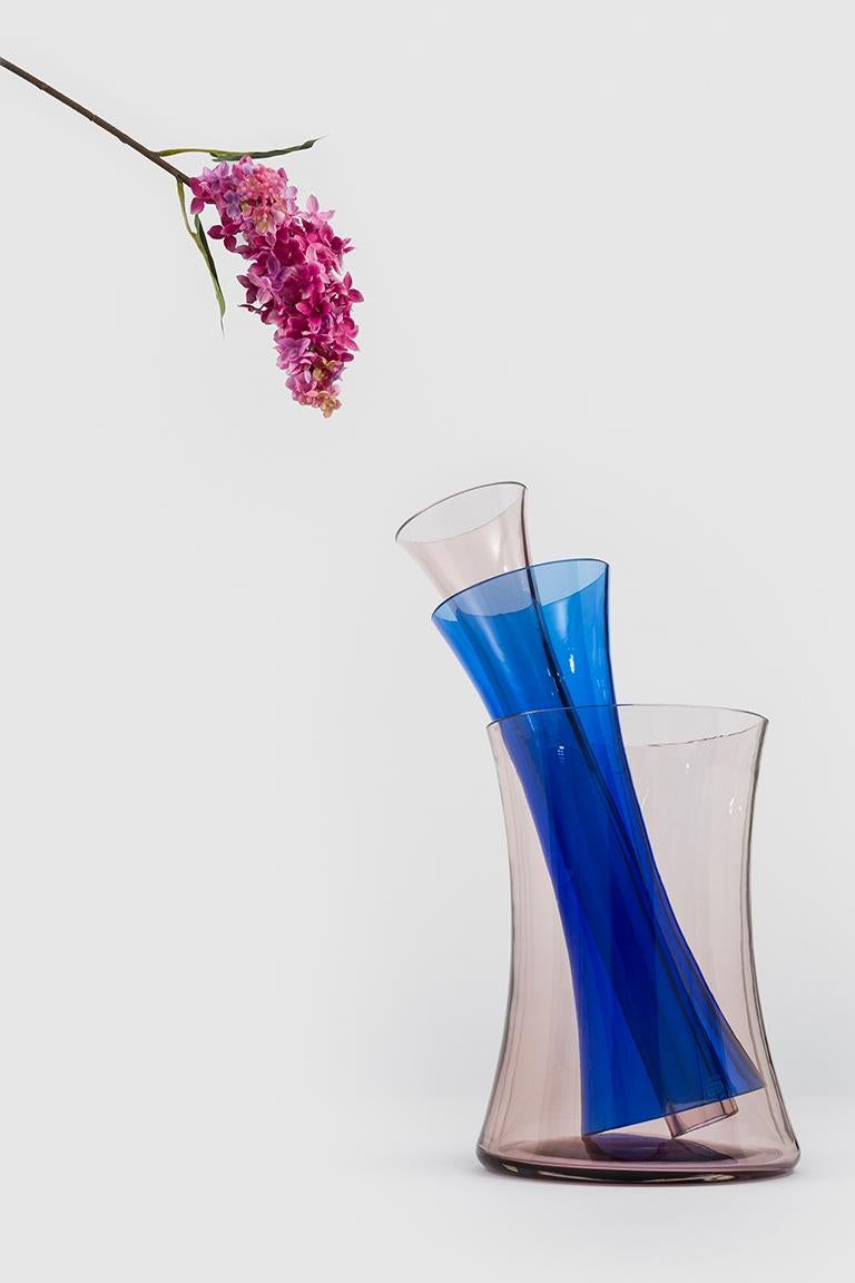 Modern Danese Milano Murano D Vase Set in Amethyst, Blue and Amethyst Glass by Enzo Mari For Sale