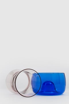 Danese Milano Murano E Vase Set in Amethyst and Light Blue Glass by Enzo Mari