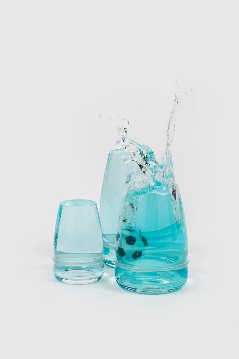 Contemporary Danese Milano Ovio Water Glass Clear with Black Ring by Achille Castiglioni For Sale