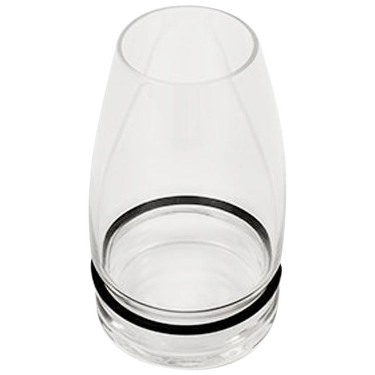 Danese Milano Ovio Water Glass Clear with Black Ring by Achille Castiglioni For Sale