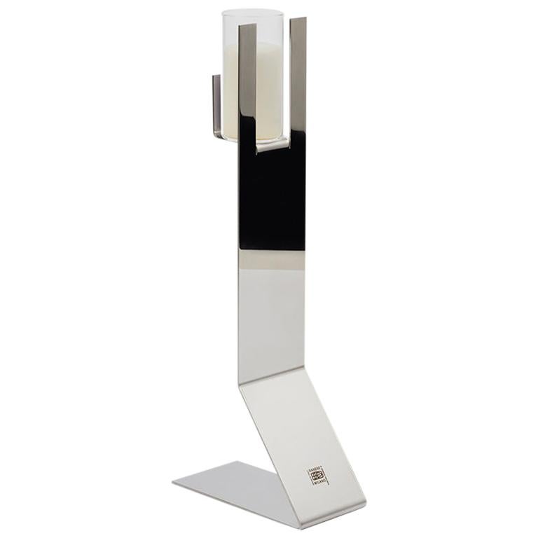 Danese Milano Panarea Candle Holder in Steel by Bruno Munari For Sale