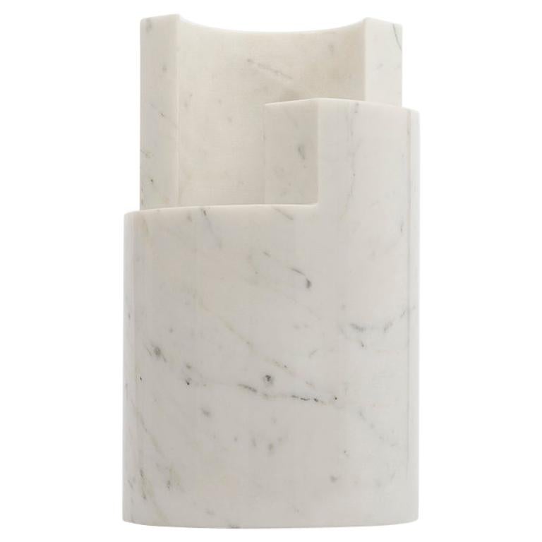 Danese Milano Paros H Vase in Veined Calacatta Marble by Enzo Mari For Sale