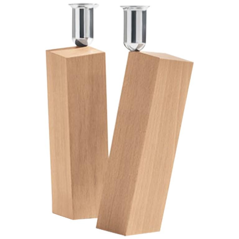 Danese Milano Pisa Candle Holder in Wood by Ron Gilad For Sale