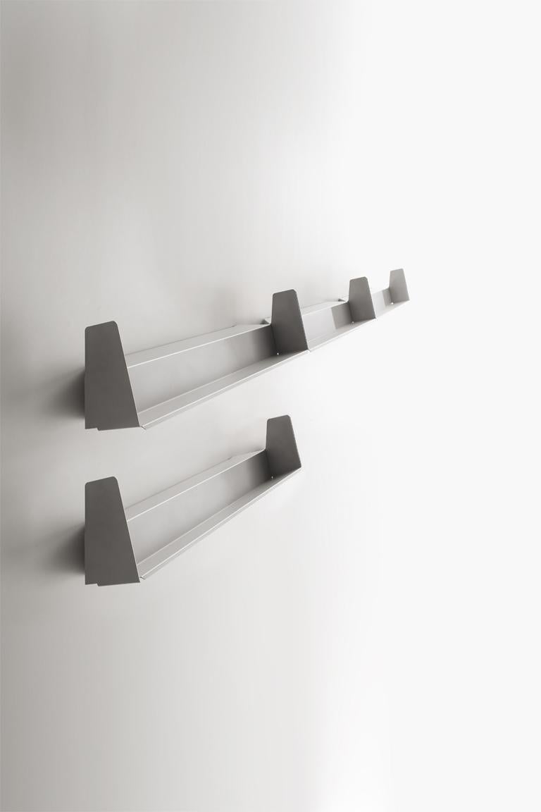 Modern Danese Milano Sarmiento Small Shelf in White Metal by Francisco Gomez Paz For Sale