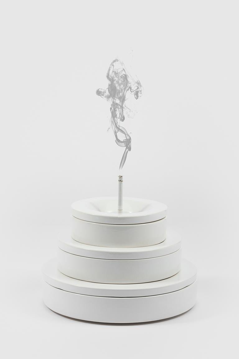 Kleiner Barbados-Aschenbecher aus weißer Keramik von Angelo Mangiarotti aus Danese Milano (Moderne) im Angebot