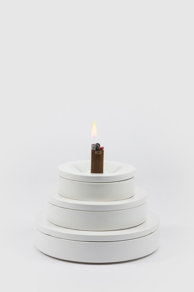 Modern Danese Milano Small Barbados Ashtray in White Ceramic by Angelo Mangiarotti For Sale