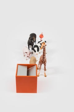 Danese Milano Small Cubo Ashtray in Orange Aluminum by Bruno Munari