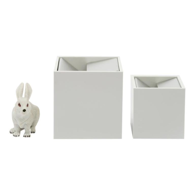 Danese Milano Small Cubo Ashtray in White Aluminum by Bruno Munari For Sale