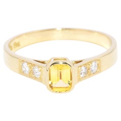 Danette Circa 1970s Yellow Sapphire & Diamond Ring 18 Carat Yellow Gold