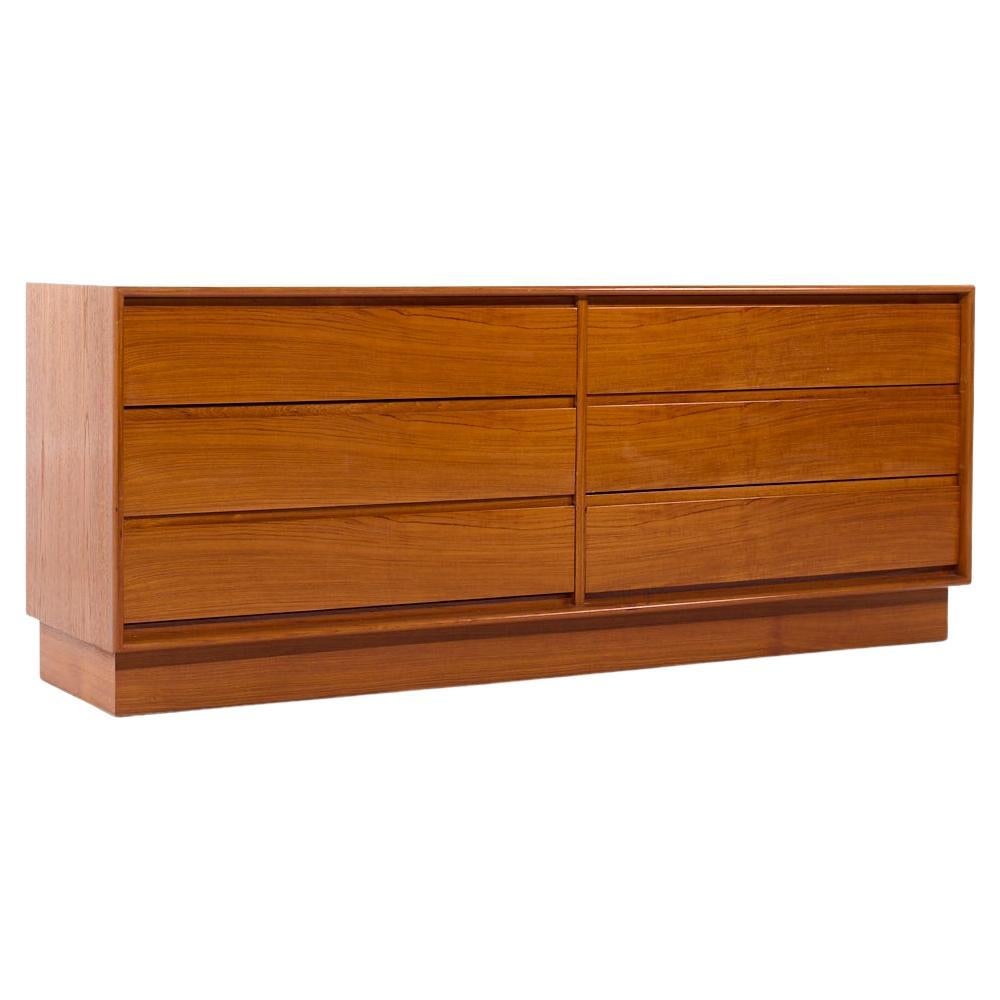 Danflex Mid Century Danish Teak 6 Drawer Lowboy Dresser