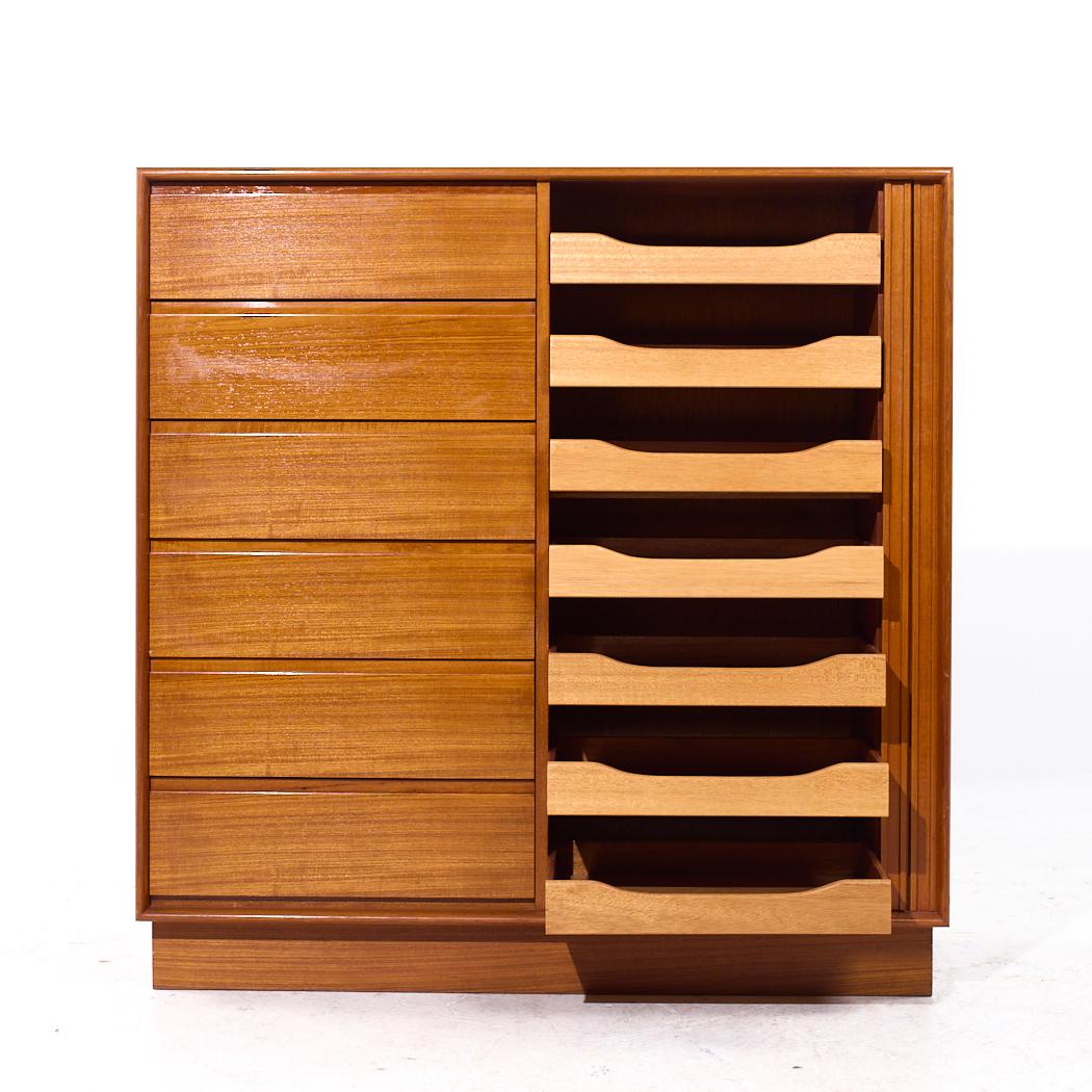Danflex Armadio Highboy con porta a tamburo in teak della metà del secolo scorso in vendita 1