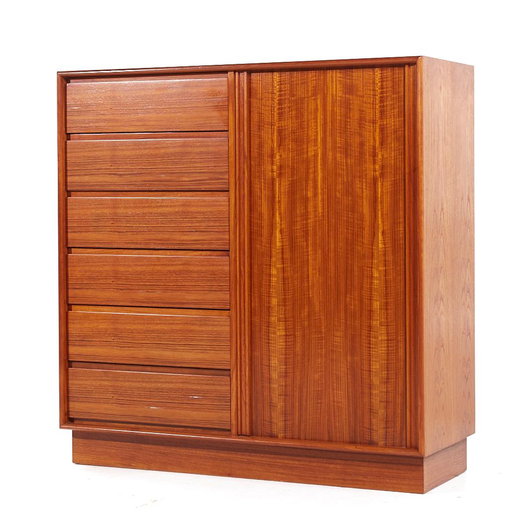 Mid-Century Modern Danflex Mid Century Teak Tambour Armoire Gentlemans Chest Dresser For Sale