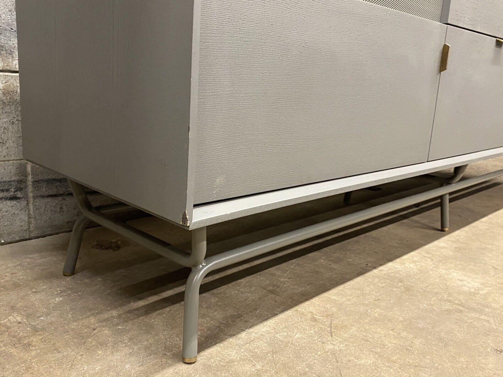 Mid-Century Modern Dang 2 Door 2 Drawer Grey Media Stand Console Credenza by Blu Dot For Sale