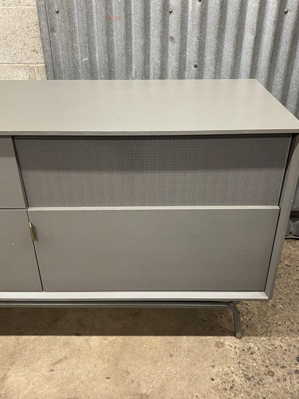 Metal Dang 2 Door 2 Drawer Grey Media Stand Console Credenza by Blu Dot For Sale