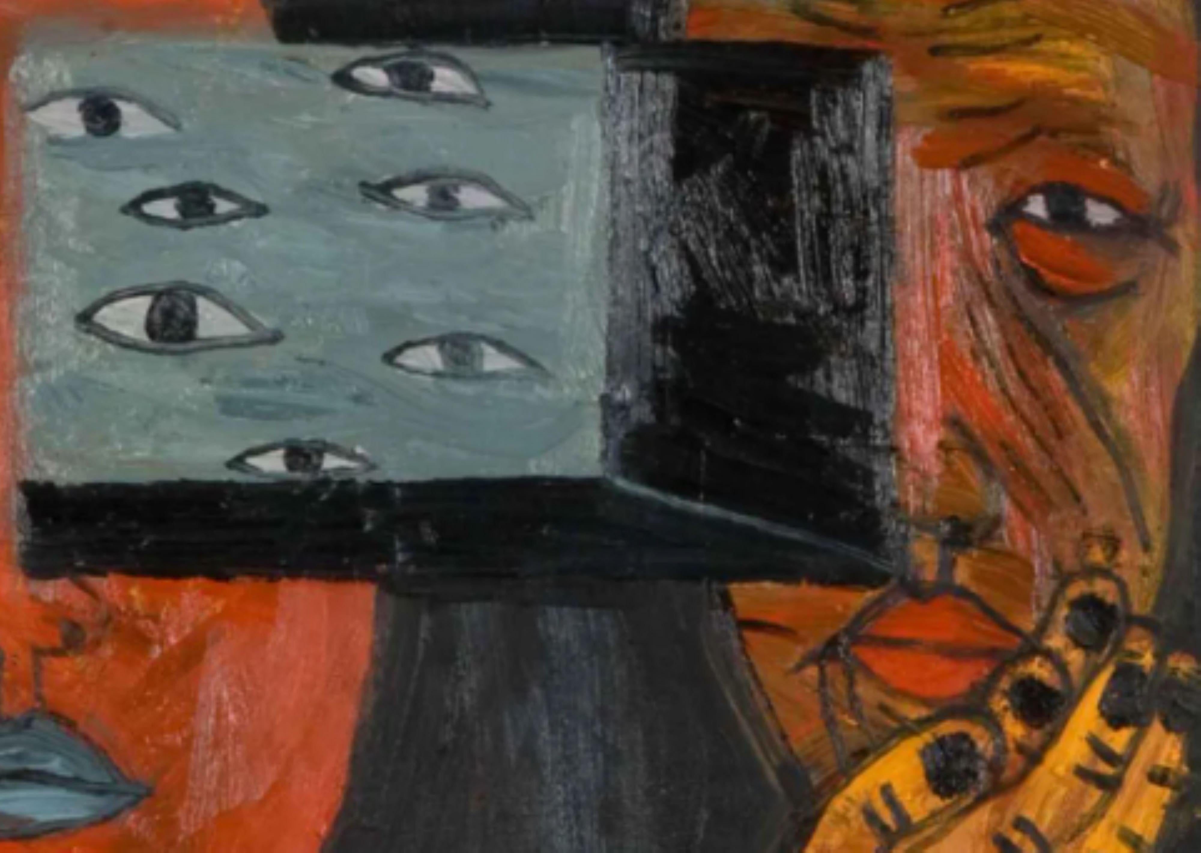 Los ojos de la abuela - Figurative Painting Negro de Dang Thao Ngoc