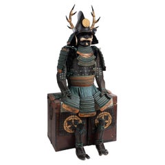 Antique Dangae do tosei gusoku A blue-laced samurai armor with cuirass of double style  